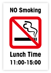 耐水紙見本（No Smoking Lunch Time11:00-15:00）