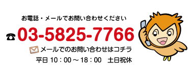 お電話・メールでお問い合わせください 03-5825-7766　平日10：00～18：00